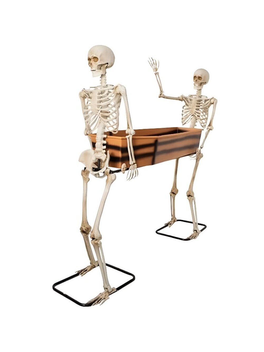 Two Skeletons Carrying Open Coffin Halloween Decorations, 5FT Poseable Arms